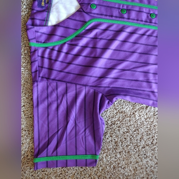 Mardi Gras Pinstripe Graphic Baseball Jersey Shirt Medium - Picture 5 of 14